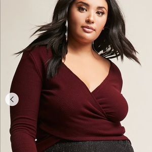 Ribbed Knit Surplice Top